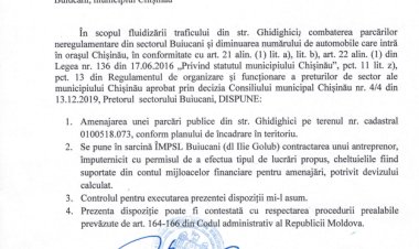 Dispoziția nr.243-d din 24.12.2021 Cu privire la amenajarea unei parcări publice din str. Ghidighici, 3/3, sectorul Buiucani, municipiul Chișinău.