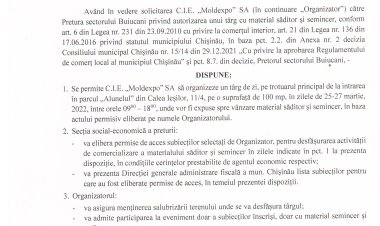 Dispoziția nr. 14 - d din 14.03.2022 Cu privire la desfășurarea "Tîrgului puieților ".