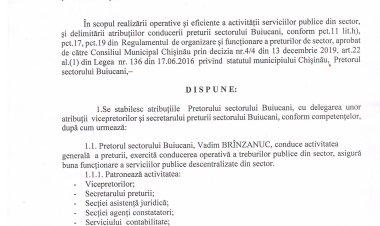 Dispoziția nr. 15 - d din 14.03.2022 Cu privire la atribuțiile pretorului și delegarea unor atribuții vicepretorilor și secretarului Preturii sectorului Buiucani.