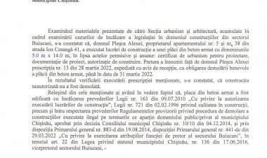 Dispoziția nr. 23 - d din 01.04.2022 Cu privire la demolarea  lăcii de beton armat, executată neautorizat pe teren  proprietate publică din strada Ion Creangă, 41.