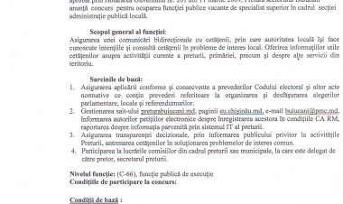 ANUNȚ PUBLIC de concurs.