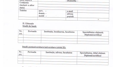 FORMULAR DE PARTICIPARE LA CONCURSUL PENTRU OCUPAREA FUNCȚIEI PUBLICE VACANTE.