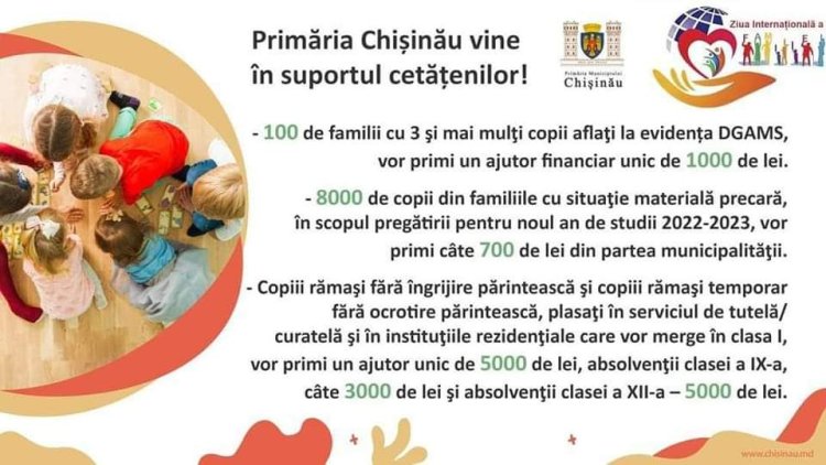 Pretura sectorului Buiucani Vă informează că, în contextul Zilei Familiei, Primăria minicipiului Chișinău va oferi un aj...