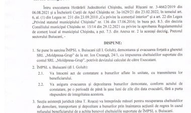 Dispoziția nr. 53 - d din 22.06.2022 Cu privire la demontarea și evacuarea gheretei SRL "Moldpresa-Grup" din str. Ion Creangă, 24/1.