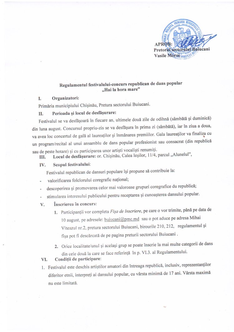ANUNȚ FESTIVAL CONCURS!!!! Concurs Republican al Dansului Popular "HAI LA HORA MARE!"