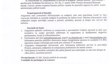 ANUNȚ PUBLIC de concurs.