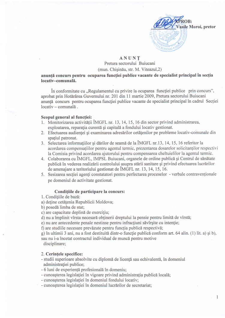 ANUNȚ PUBLIC de concurs.