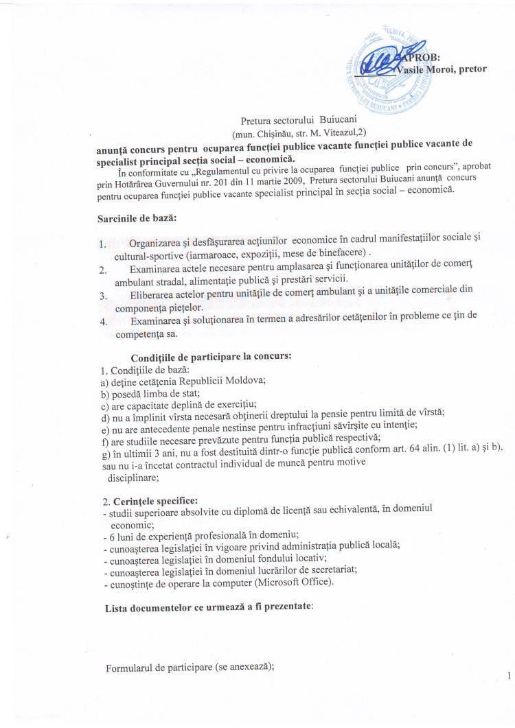 ANUNȚ PUBLIC de concurs.