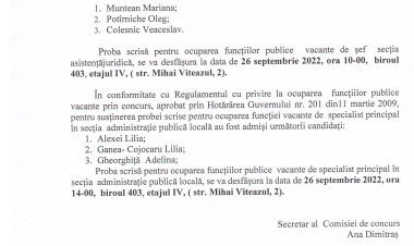 PRETURA SECTORULUI BUIUCANI COMISIA DE CONCURS PENTRU OCUPAREA FUNCŢIEI VACANTE A N U N Ț!!!!!!