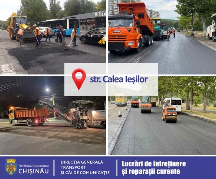 ✅Pe strada Calea Ieșilor din sectorul Buiucani, continuă lucrările de reabilitare a carosabilului și a trotuarelor. Stra...