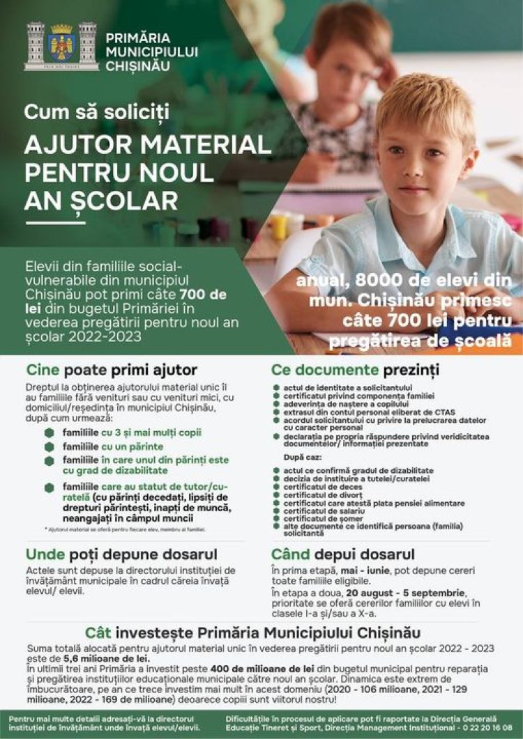  Primăria Municipiului Chișinău informează că ajutorul ....