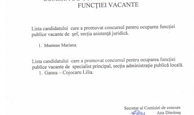 PRETURA SECTORULUI BUIUCANI COMISIA DE CONCURS PENTRU OCUPAREA FUNCȚIEI VACANTE