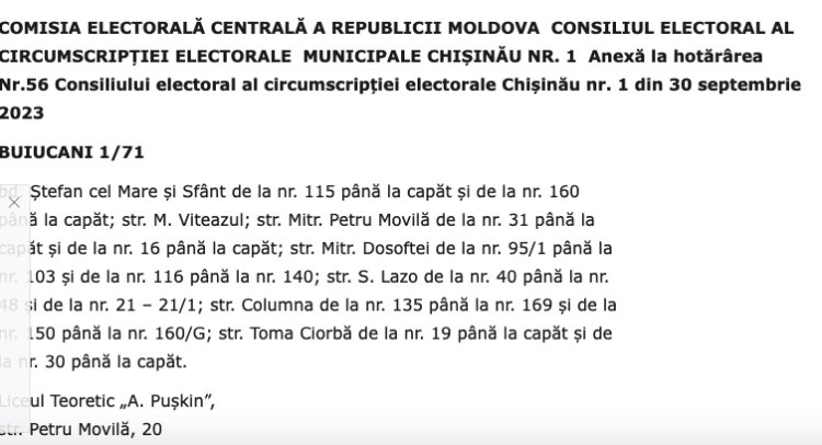 HOTARELE SECȚIILOR DE VOTARE SECTORUL BUIUCANI!!!